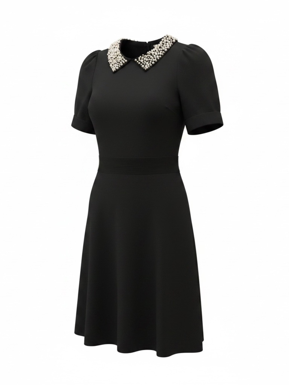 Karl Lagerfeld Paris Black Pearl Collar Fit & Flare Dress - Size M